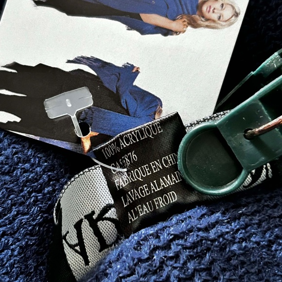 CAPE, MULTIFUNCTIONAL, BLUE, SZ WOMEN ONE SIZE, FRINGE ACCENTS, ACRYLIC, - Picture 6 of 12